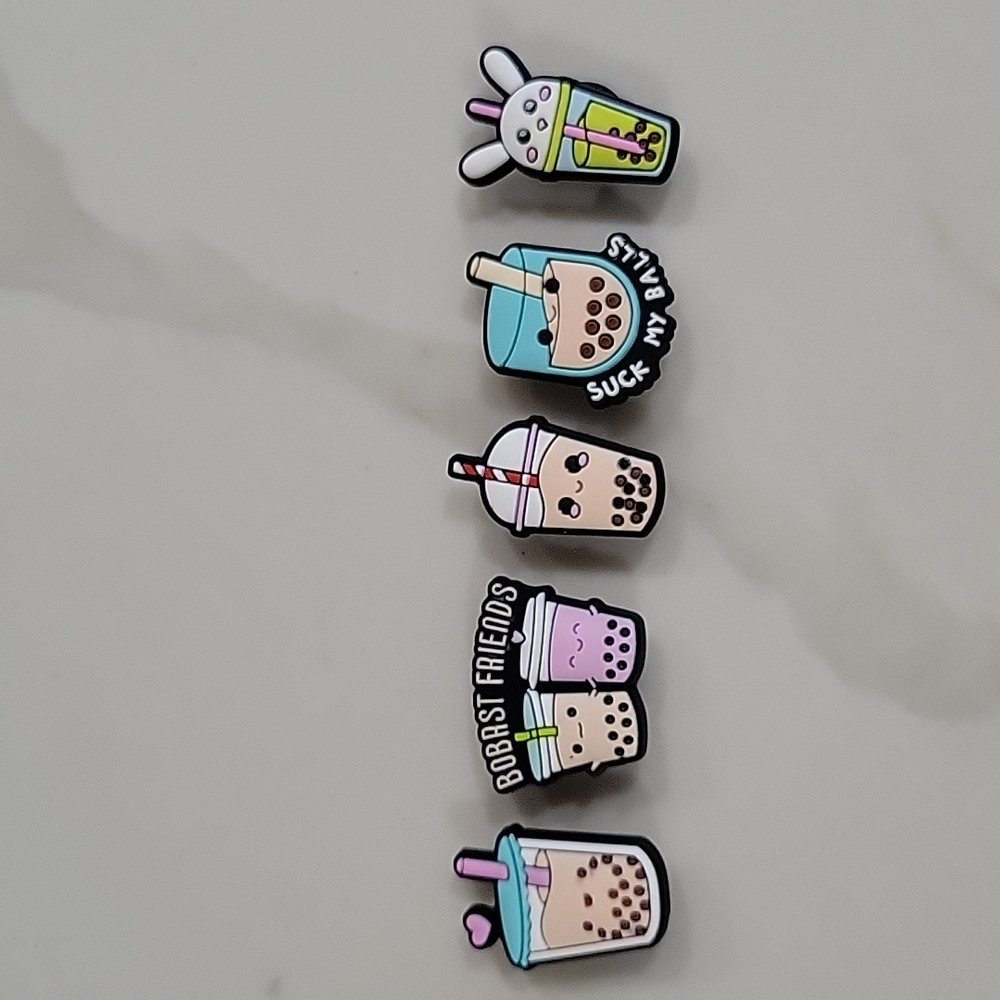 5pcs Boba Drinks Croc Shoe Charms